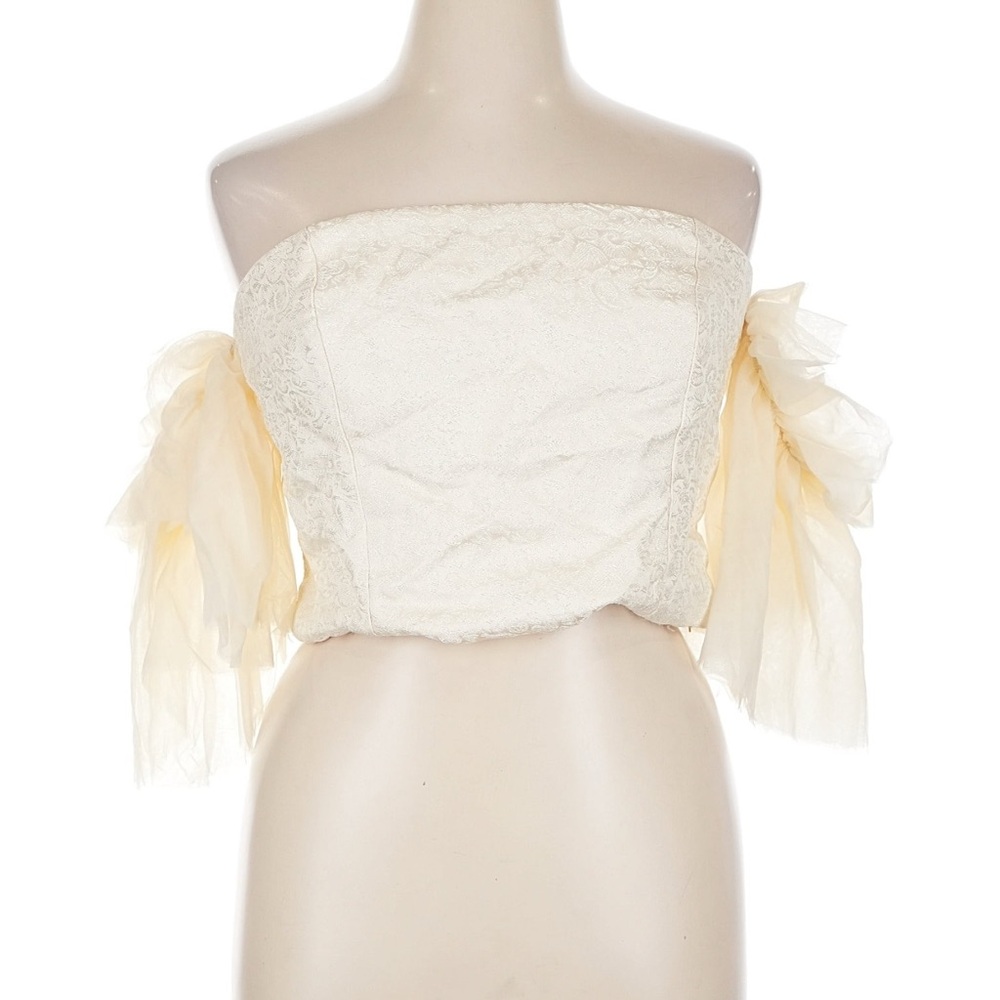 NWT Anthropologie Tulle Off-The-Shoulder Ivory Cream Top Size L